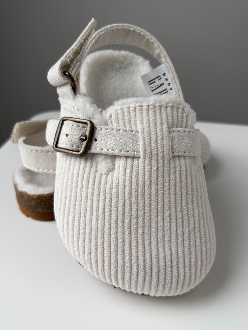 GAP Cream Corduroy Buckle-Back Kids Sandal